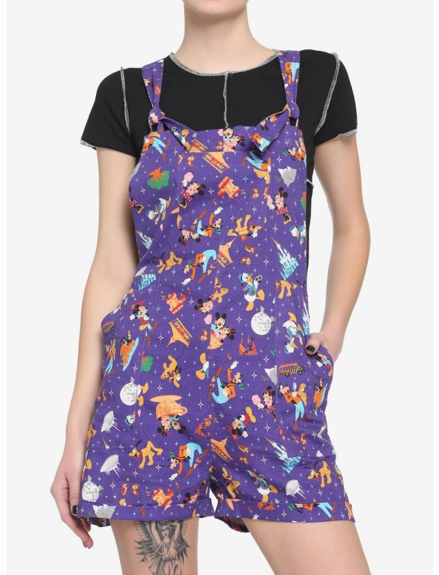 * Bottoms | Hunivers Her Universe Walt Disney World 50Th Anniversary Attractions Linen Shortalls