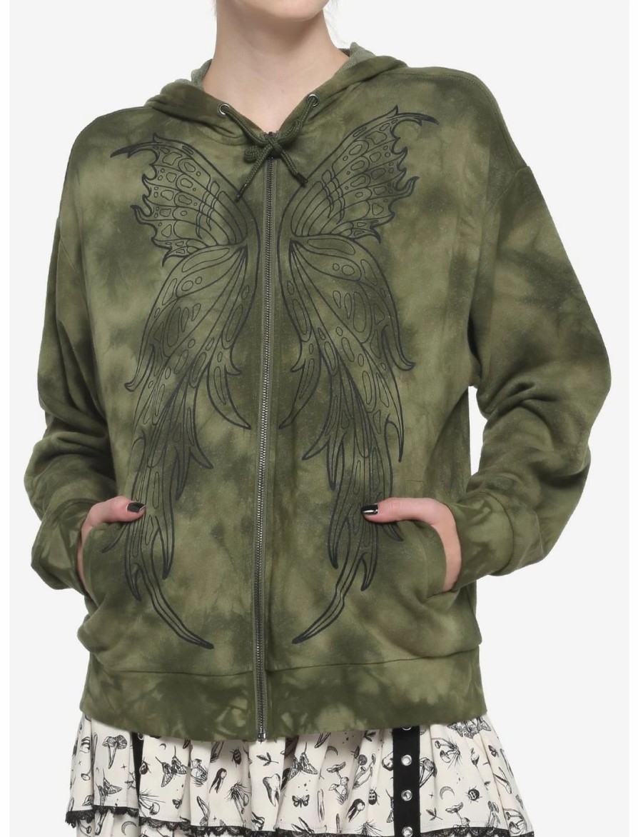 * Hoodies And Sweatshirts | Hunivers Fairy Wings Green Tie-Dye Hoodie