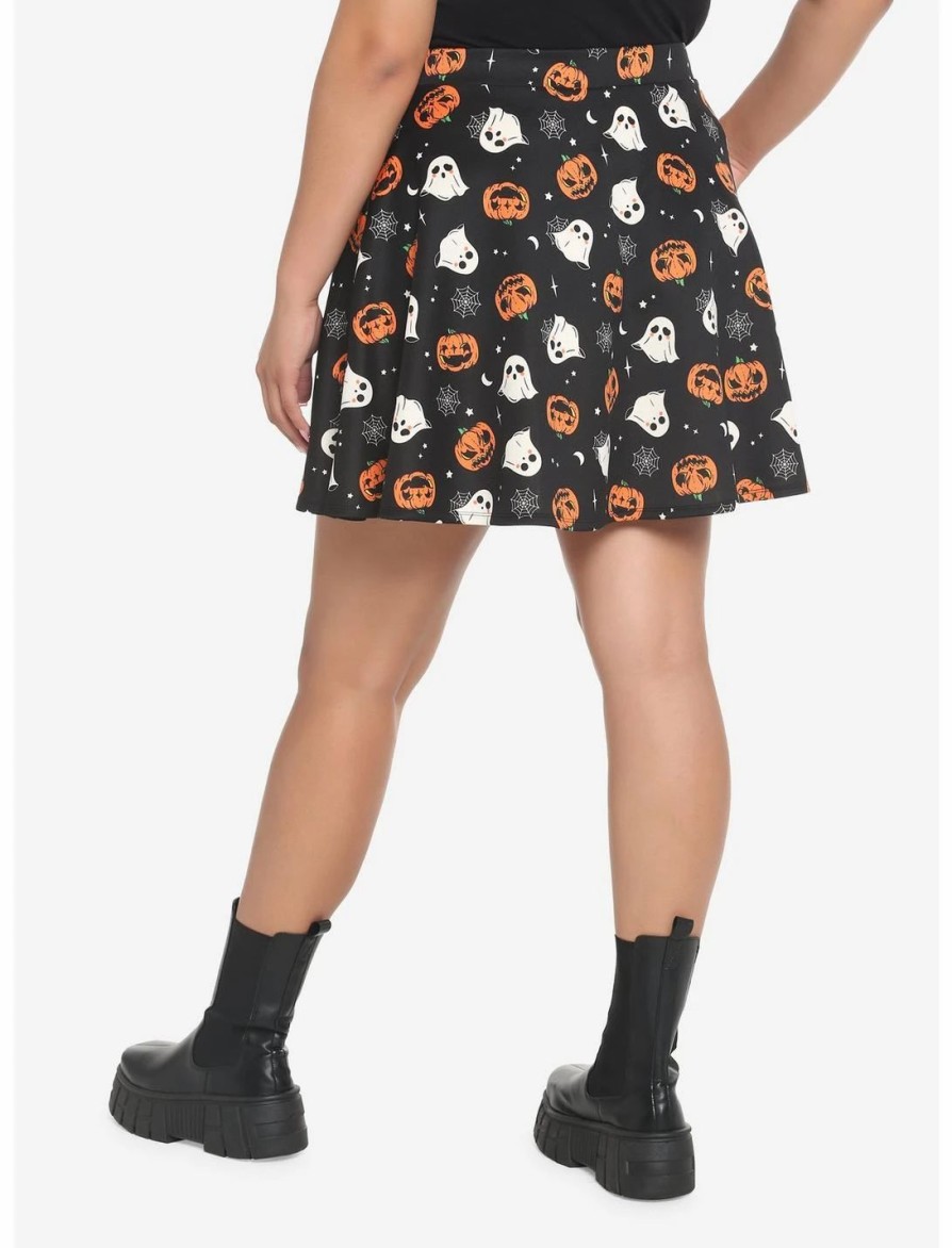 * Bottoms | Hunivers Pumpkin Ghost & Web Zipper Skirt Plus Size