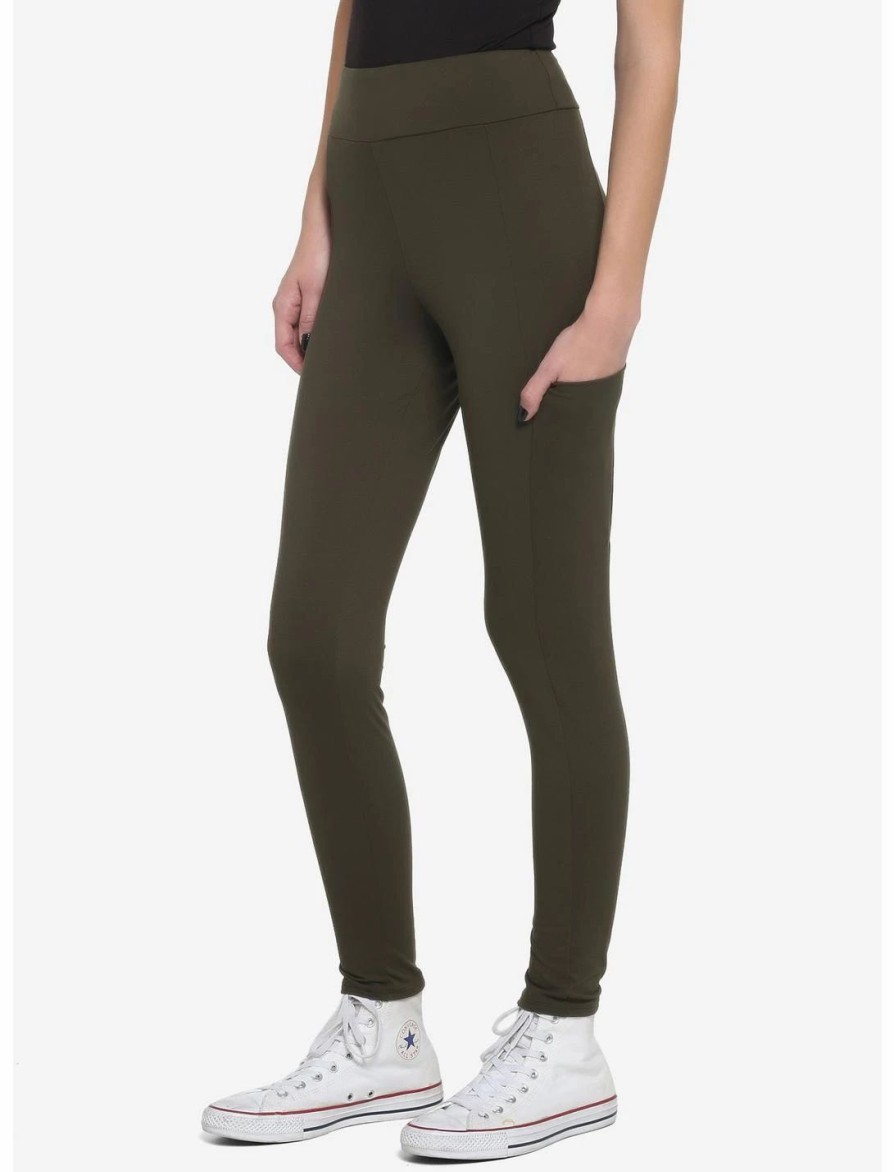 * Bottoms | Hunivers Olive Leggings With Pocket