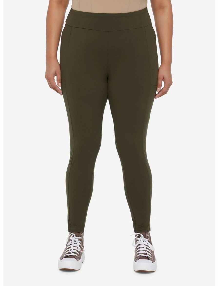 * Bottoms | Hunivers Olive Leggings With Pocket Plus Size