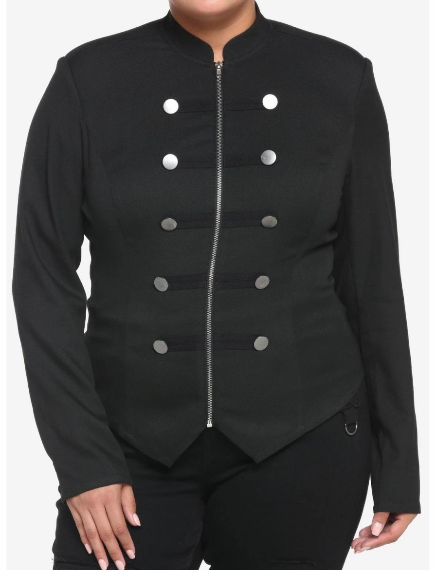 * Outerwear | Hunivers Black Military Jacket Plus Size