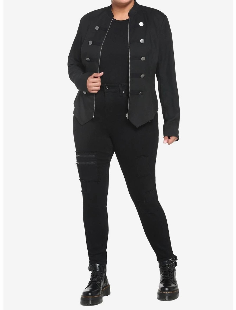 * Outerwear | Hunivers Black Military Jacket Plus Size