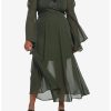 * Dresses | Hunivers Forest Green Chiffon Cold Shoulder Maxi Dress Plus Size