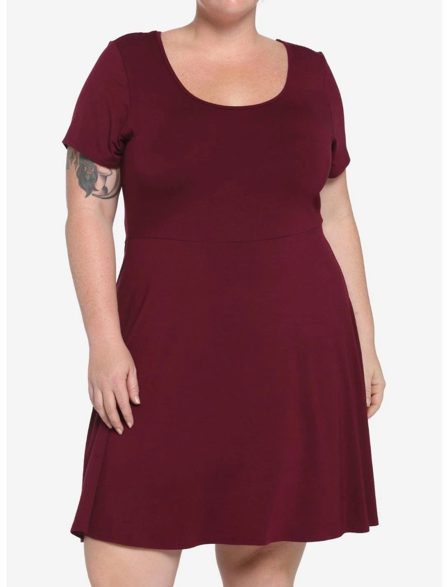 * Dresses | Hunivers Burgundy Skater Dress Plus Size