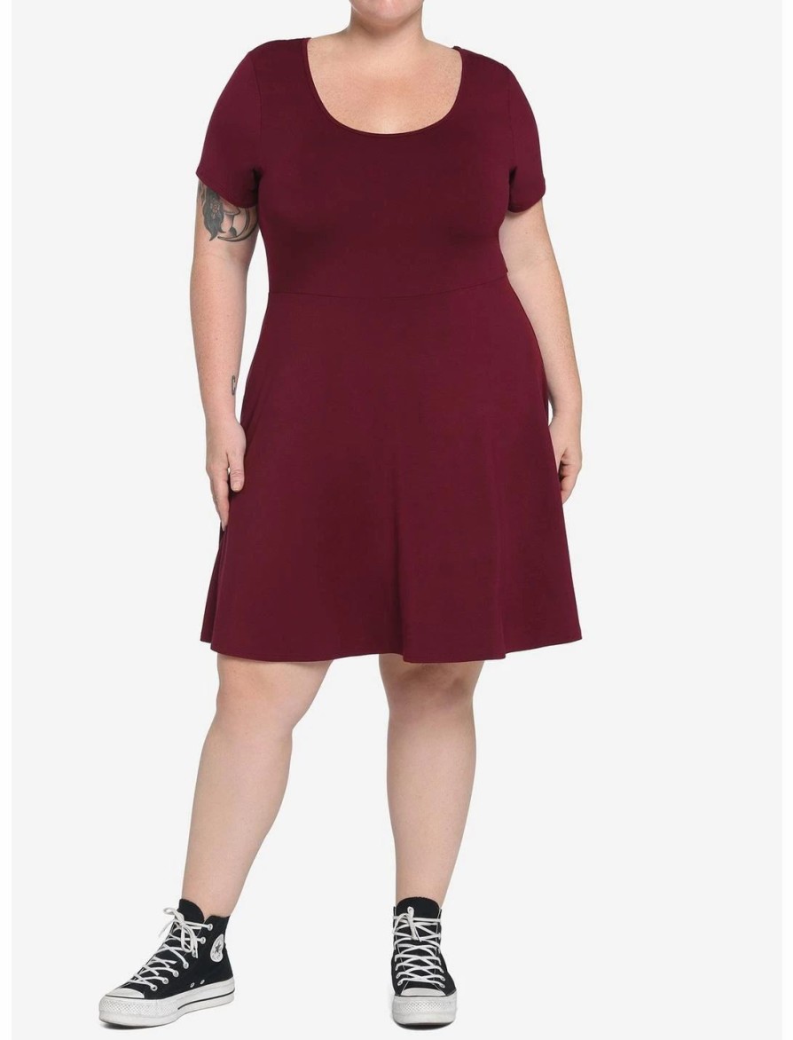 * Dresses | Hunivers Burgundy Skater Dress Plus Size