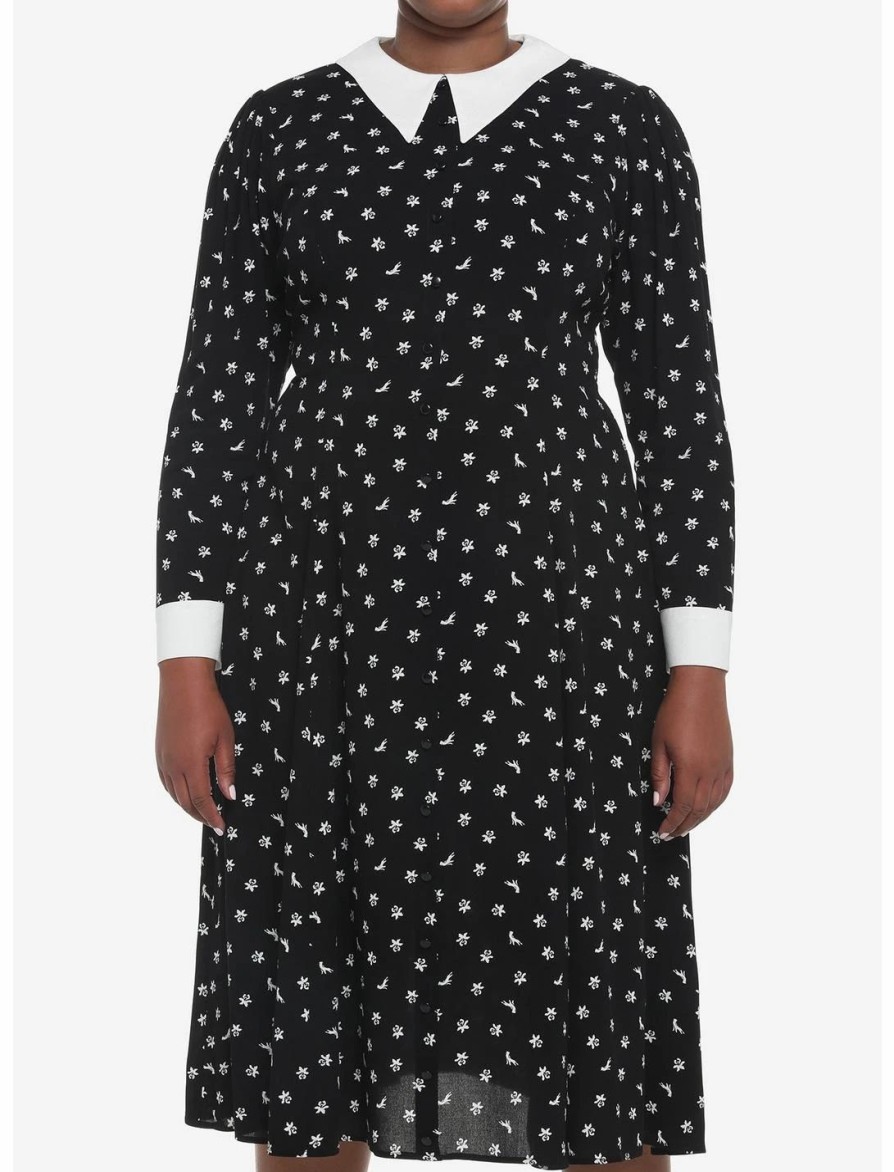 * Dresses | Hunivers Wednesday Icons Collar Long-Sleeve Dress Plus Size