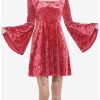 * Dresses | Null Red Crushed Velvet Bell Sleeve Mini Dress