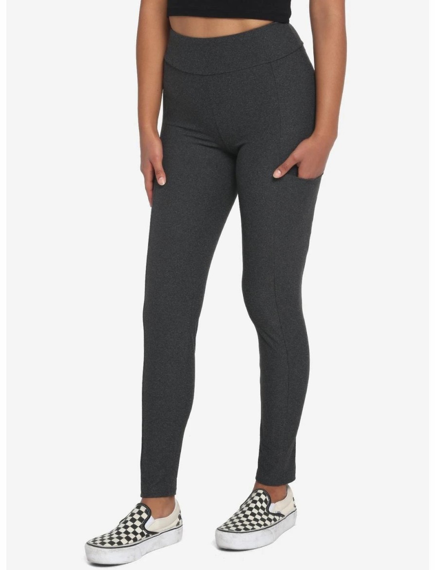 * Bottoms | Hunivers Charcoal Grey Leggings With Pocket