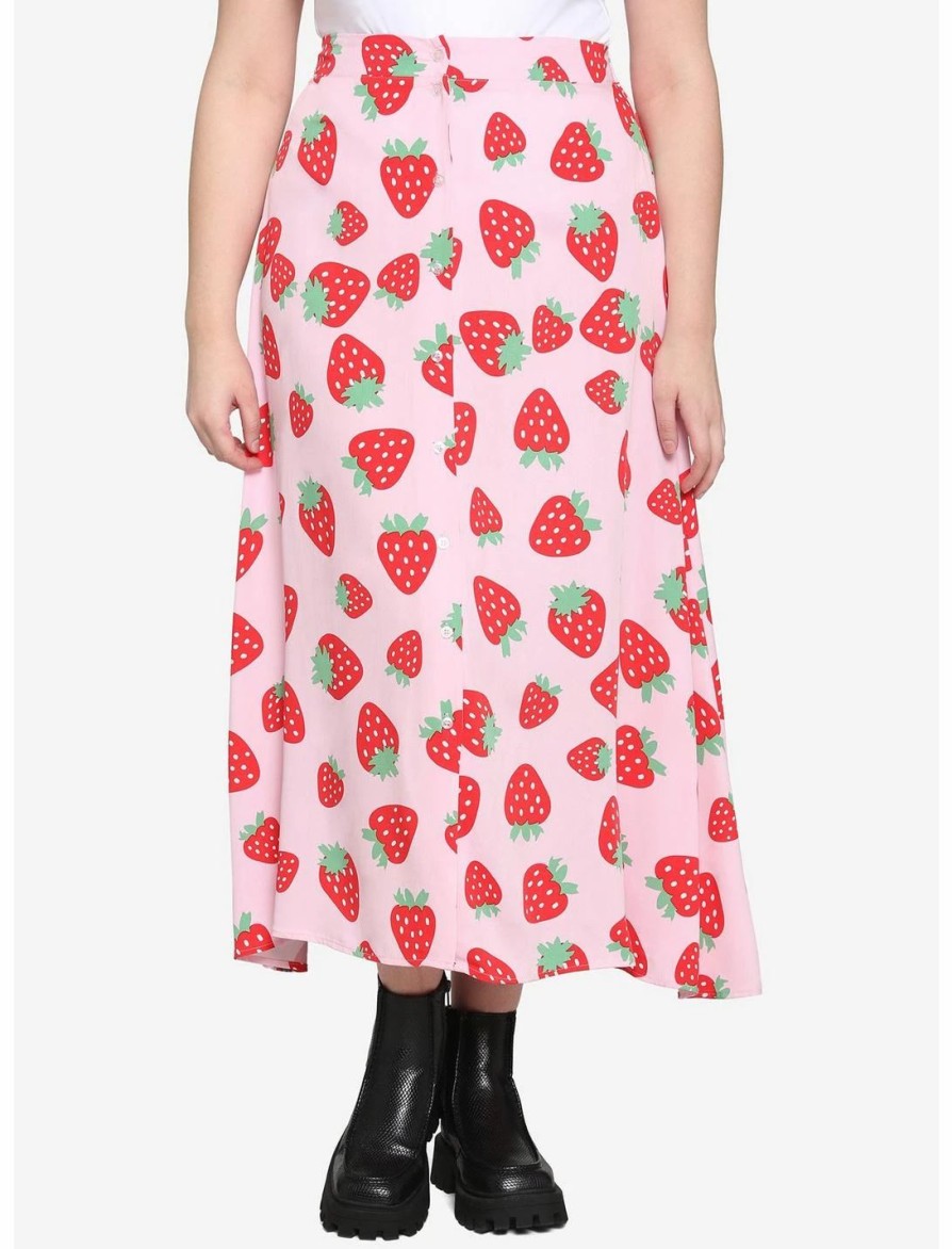 * Bottoms | Hunivers Pink Strawberry Maxi Skirt Plus Size