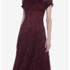 * Dresses | Null Burgundy Floral Lace Midi Dress