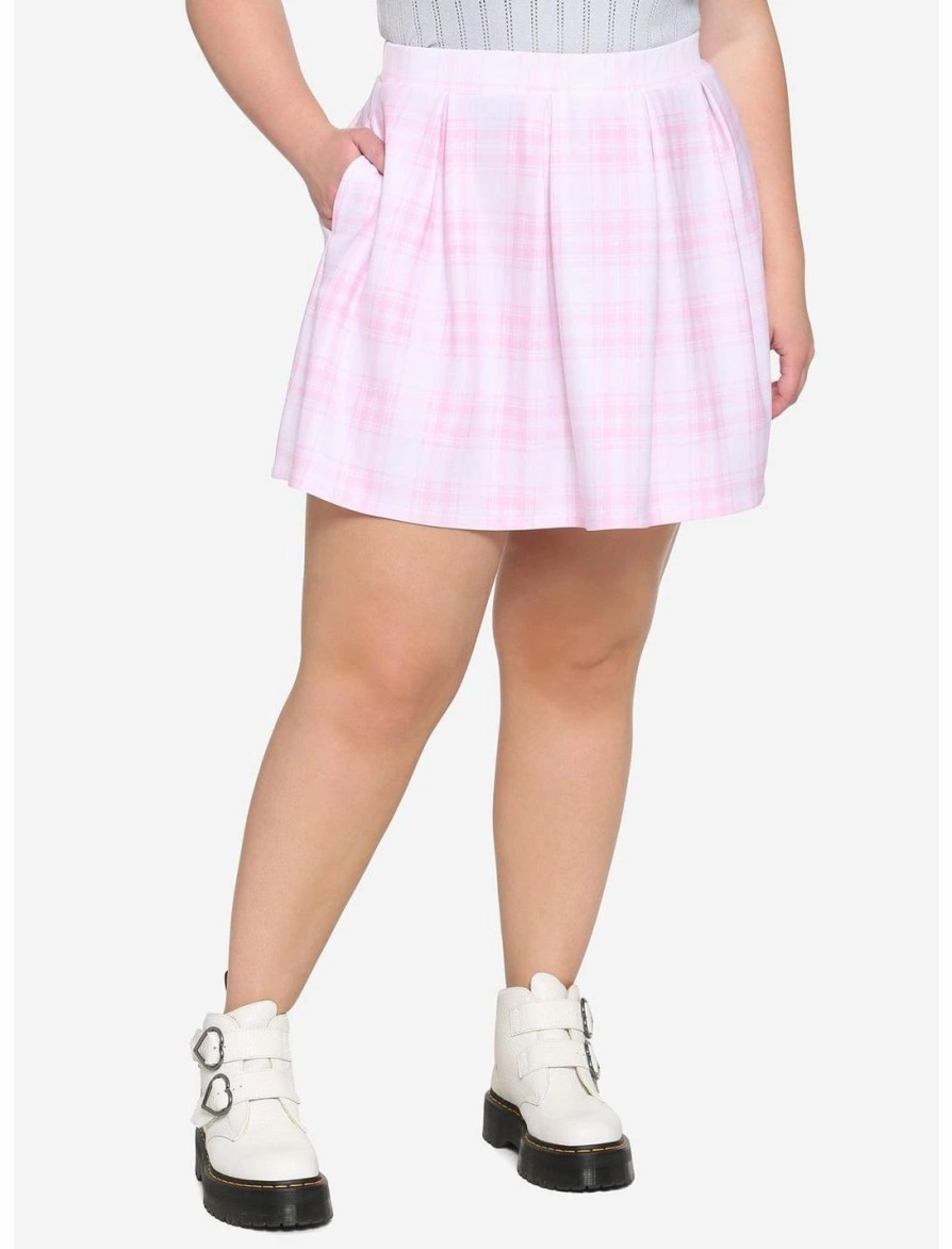 * Bottoms | Hunivers Pink Plaid Skirt Plus Size