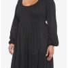 * Dresses | Hunivers Black Tiered Long-Sleeve Dress Plus Size