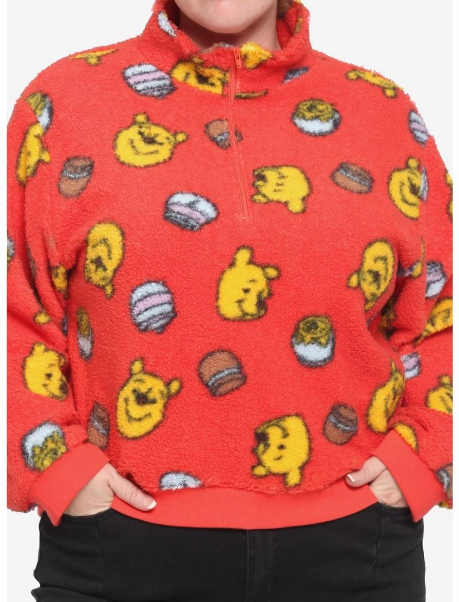 * Outerwear | Hunivers Disney Winnie The Pooh Fuzzy Half-Zipper Girls Sweater Plus Size