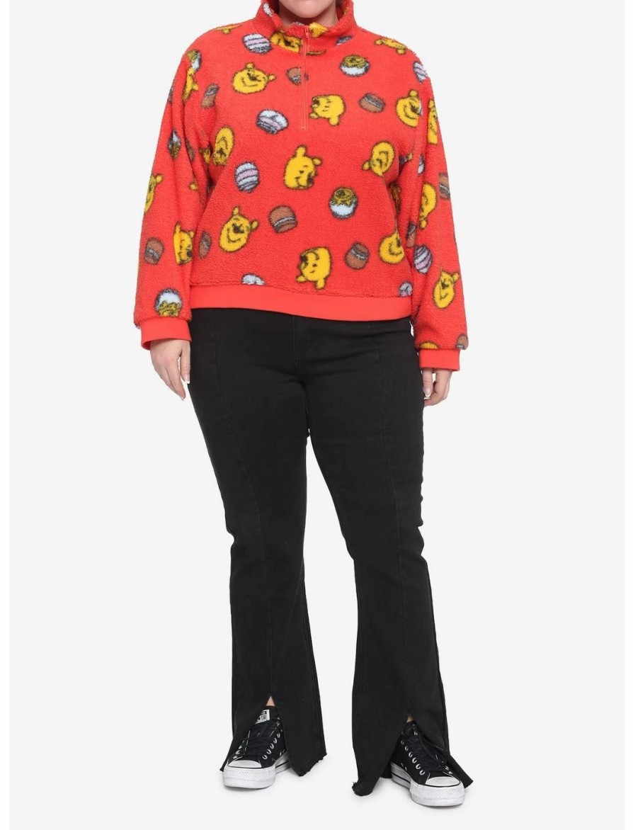 * Outerwear | Hunivers Disney Winnie The Pooh Fuzzy Half-Zipper Girls Sweater Plus Size