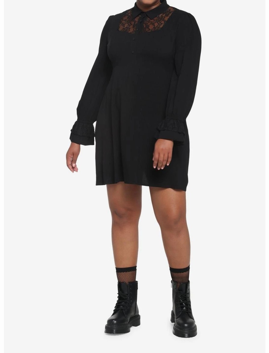 * Dresses | Hunivers Black Lace Collared Dress Plus Size