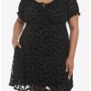 * Dresses | Hunivers Black Flocked Bats Babydoll Dress Plus Size