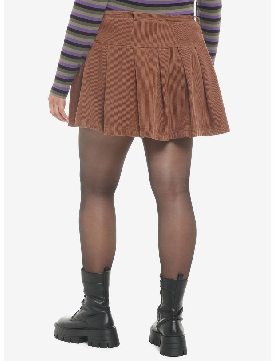 * Bottoms | Hunivers Brown Corduroy Pleated Mini Skirt Plus Size