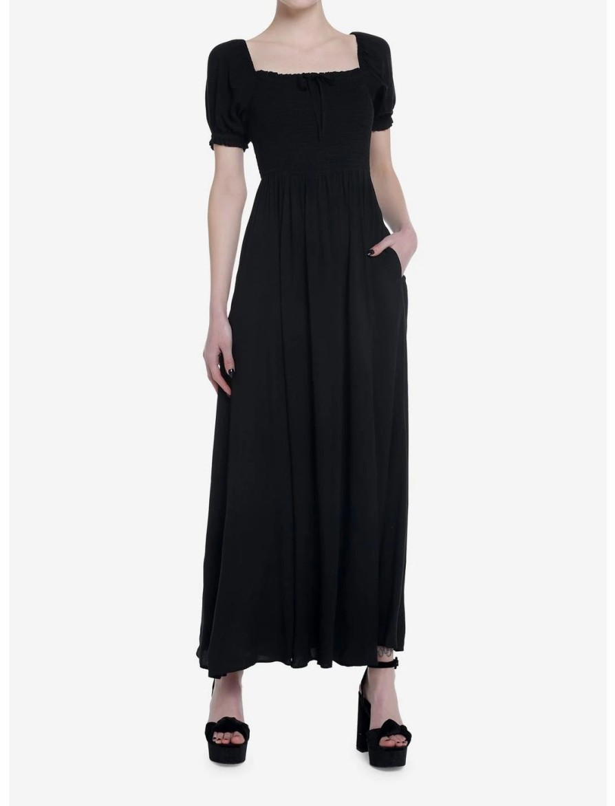 * Dresses | Null Thorn & Fable Black Smock Puff Sleeve Maxi Dress