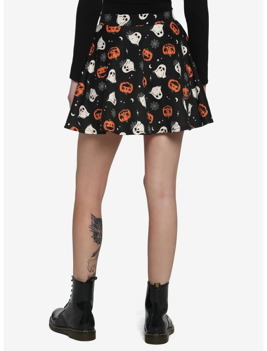 * Bottoms | Hunivers Pumpkin Ghost & Web Zipper Skirt