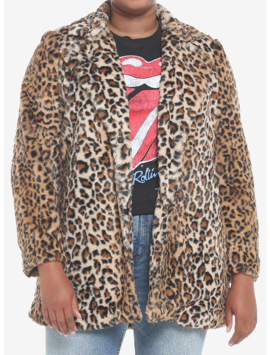 * Outerwear | Null Leopard Faux Fur Coat Plus Size