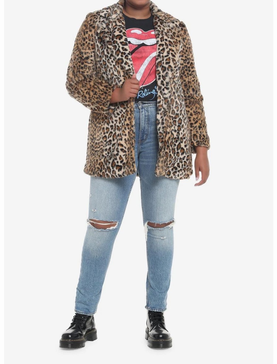 * Outerwear | Null Leopard Faux Fur Coat Plus Size