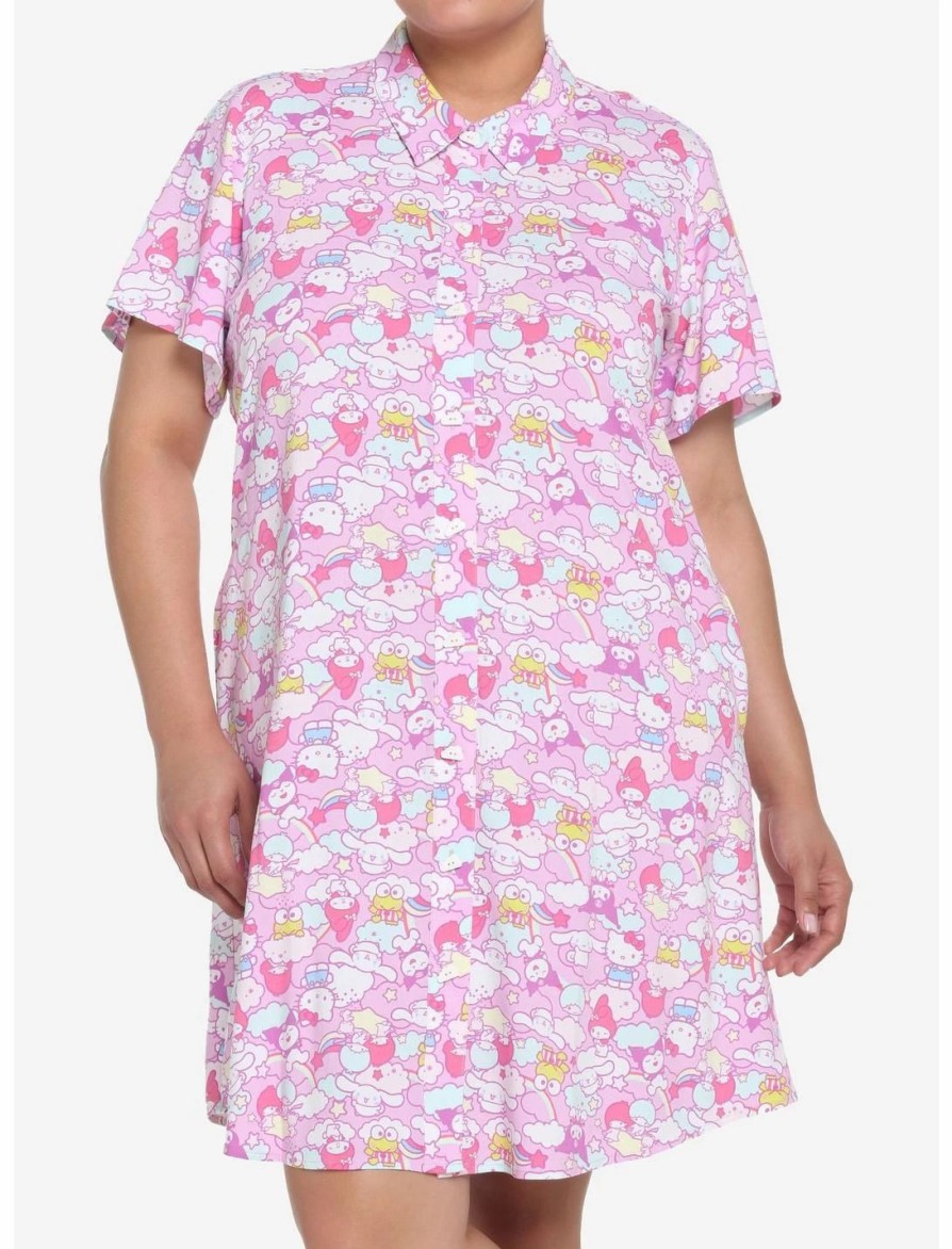 * Dresses | Hunivers Hello Kitty And Friends Pastel Collage Button-Up Dress Plus Size