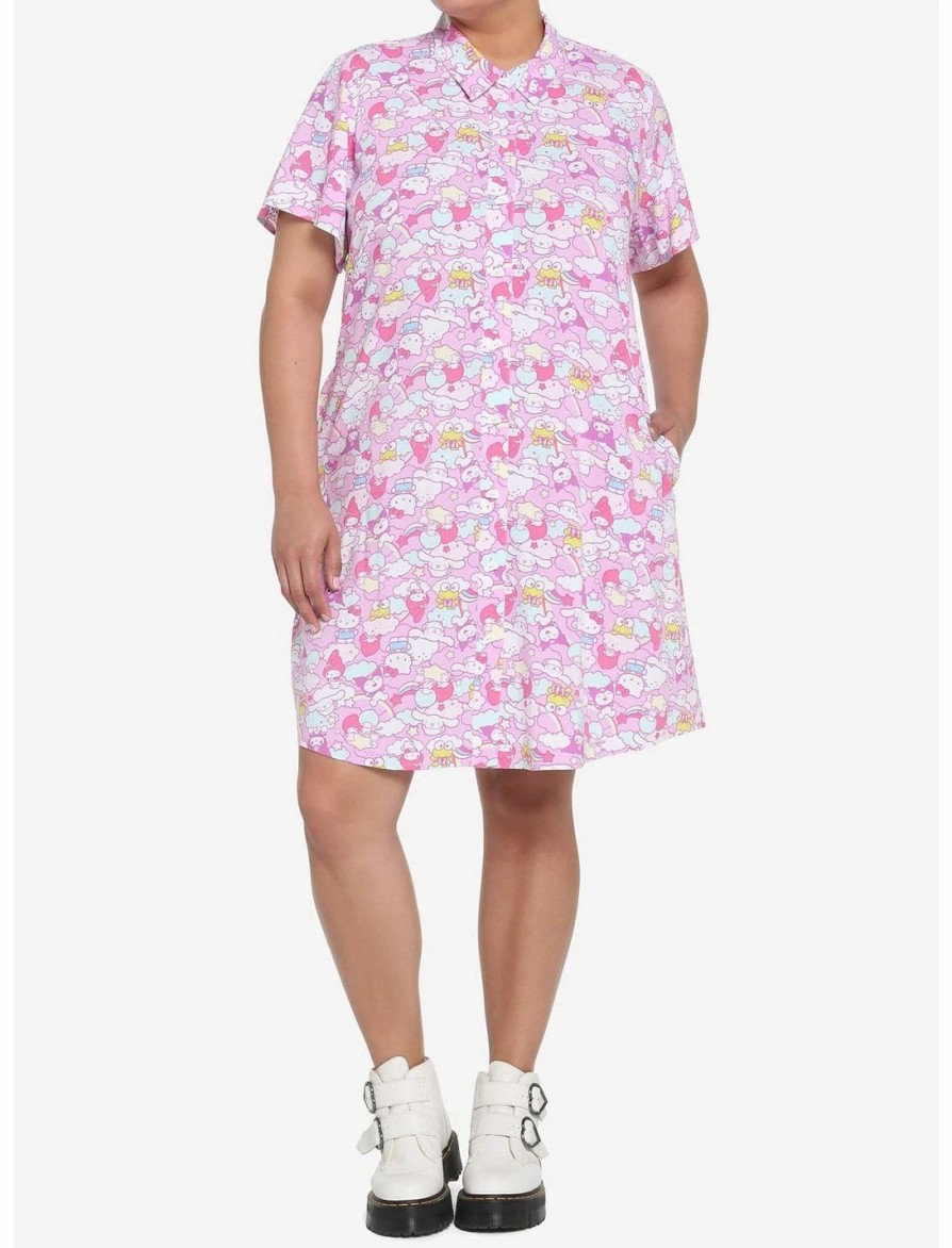 * Dresses | Hunivers Hello Kitty And Friends Pastel Collage Button-Up Dress Plus Size