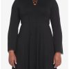 * Dresses | Hunivers Black Lace-Up Front Hooded Dress Plus Size