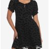 * Dresses | Hunivers Black Flocked Bats Babydoll Dress