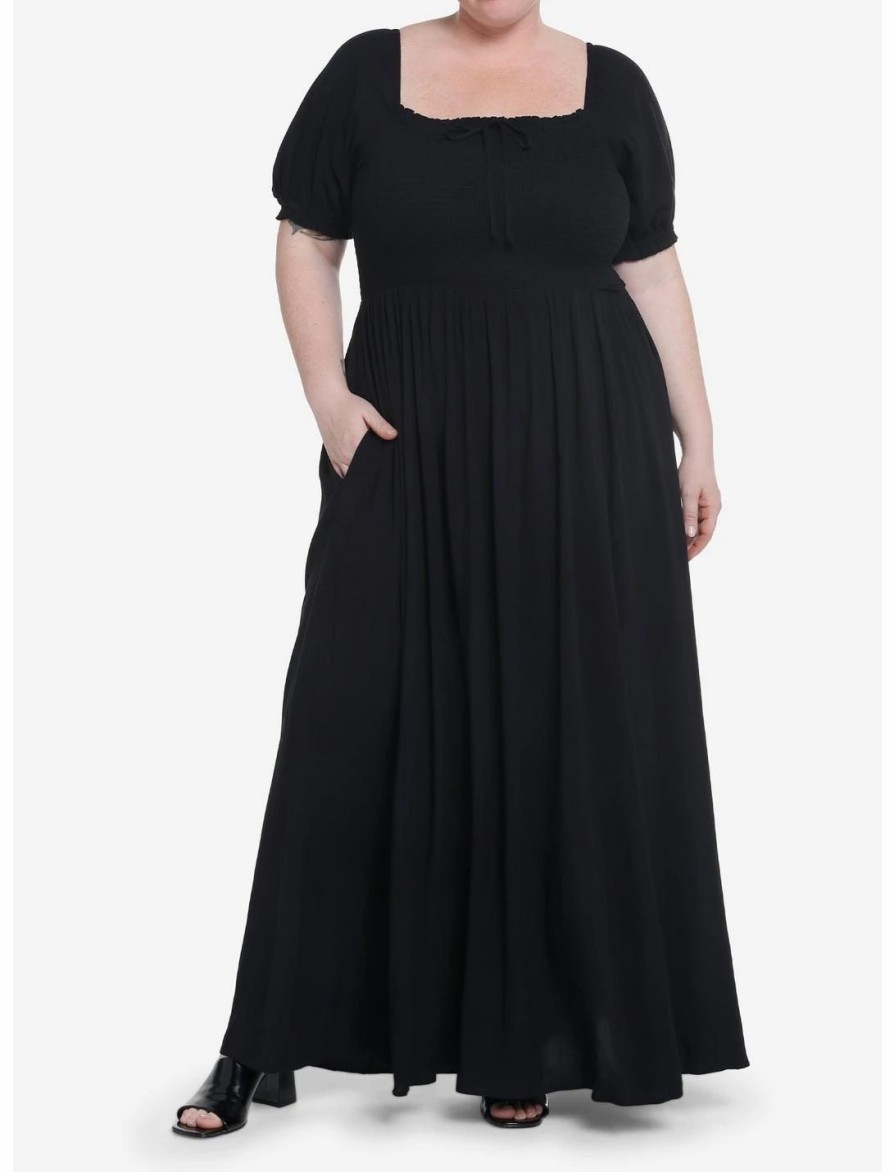 * Dresses | Null Thorn & Fable Black Smock Puff Sleeve Maxi Dress Plus Size