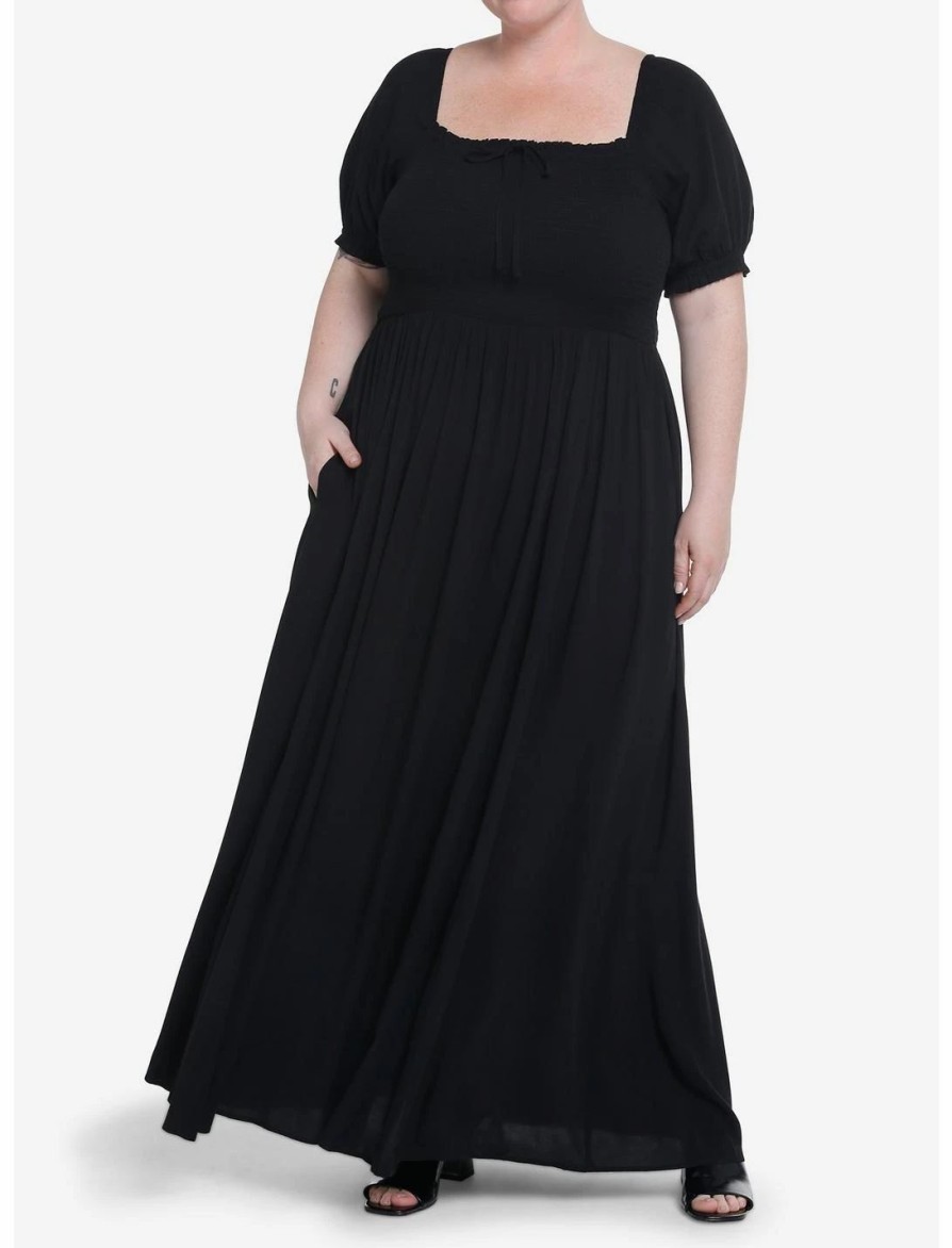 * Dresses | Null Thorn & Fable Black Smock Puff Sleeve Maxi Dress Plus Size