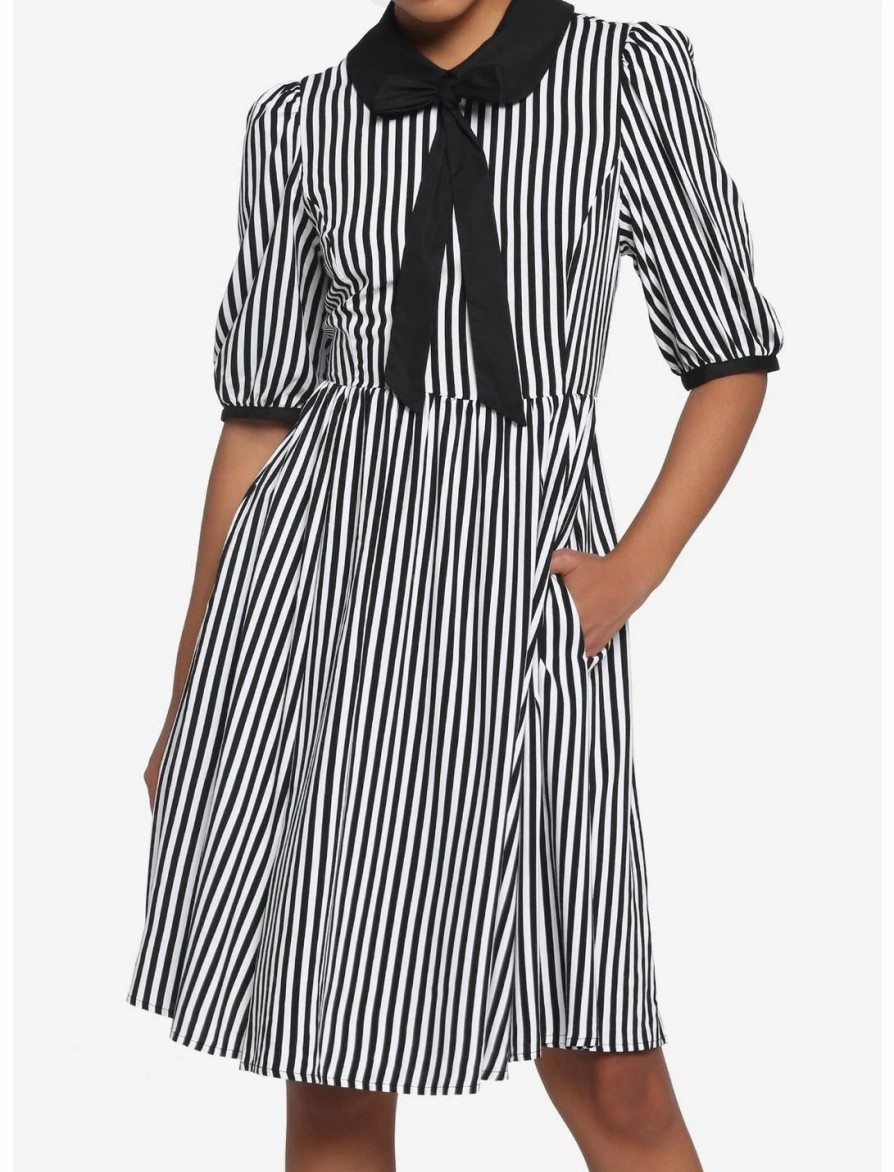 * Dresses | Hunivers Black & White Stripe Bow Retro Dress