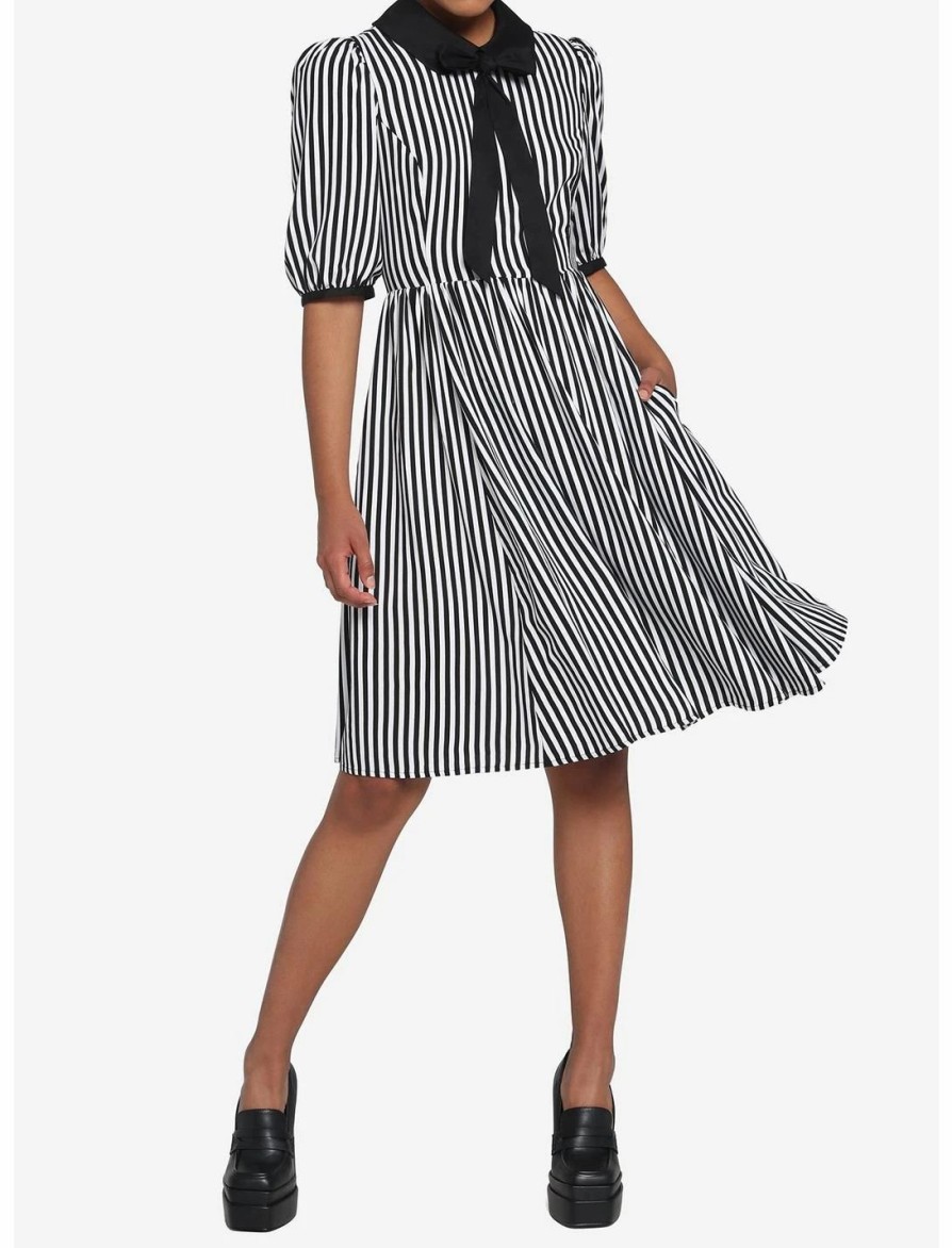 * Dresses | Hunivers Black & White Stripe Bow Retro Dress