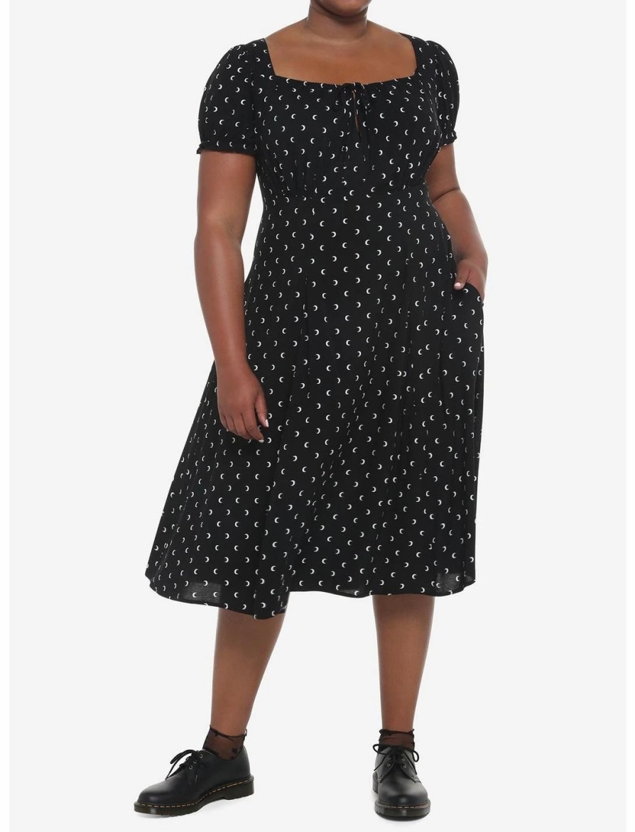 * Dresses | Null Black Crescent Moon Puff Sleeve Midi Dress Plus Size