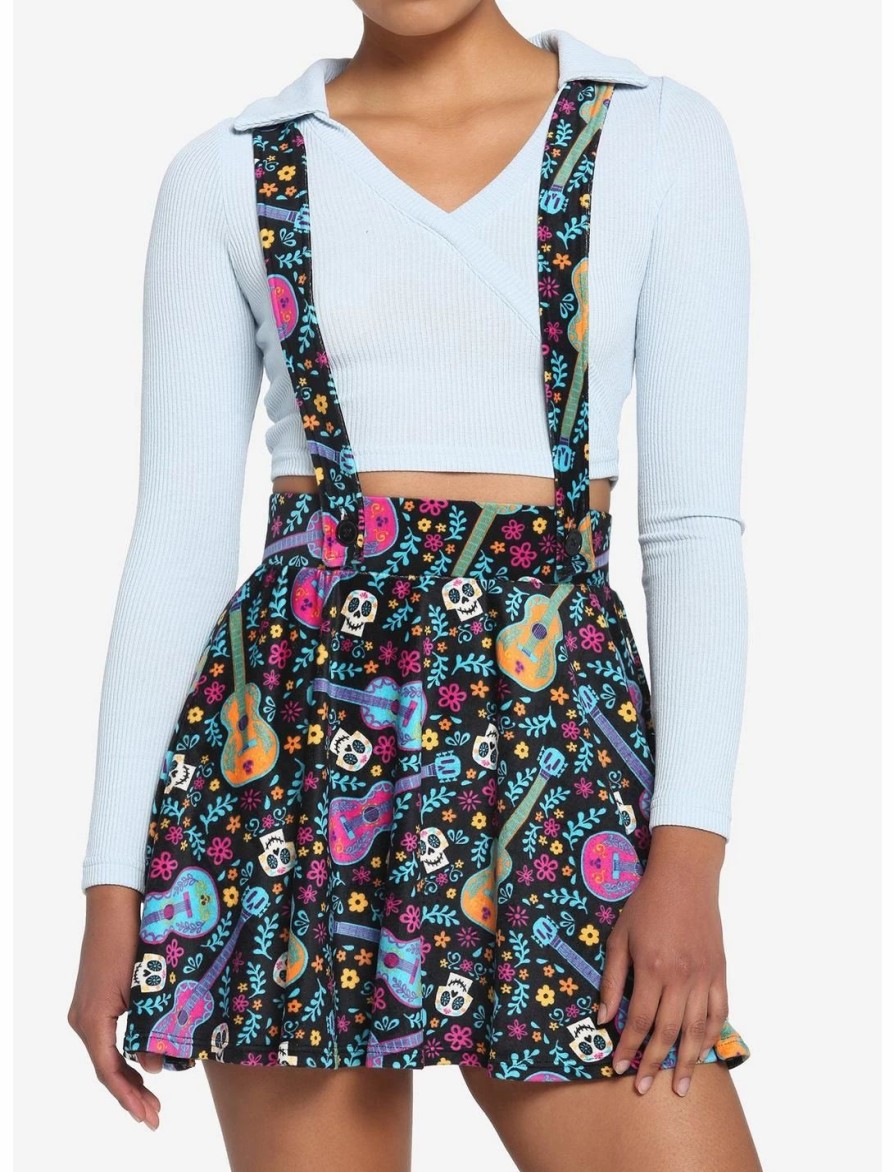 * Bottoms | Hunivers Disney Pixar Coco Sugar Skull & Guitar Velvet Suspender Skirt