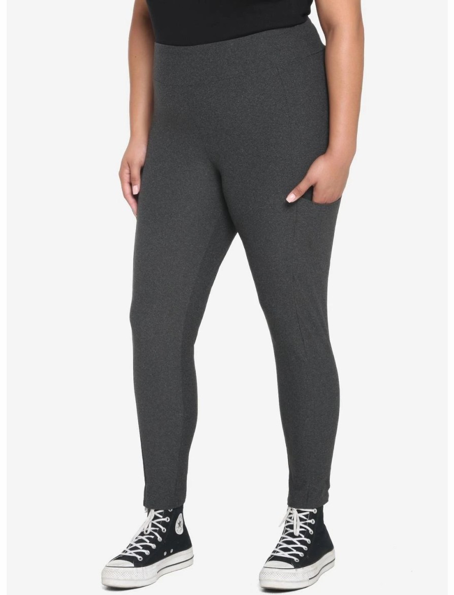 * Bottoms | Hunivers Charcoal Grey Leggings With Pocket Plus Size