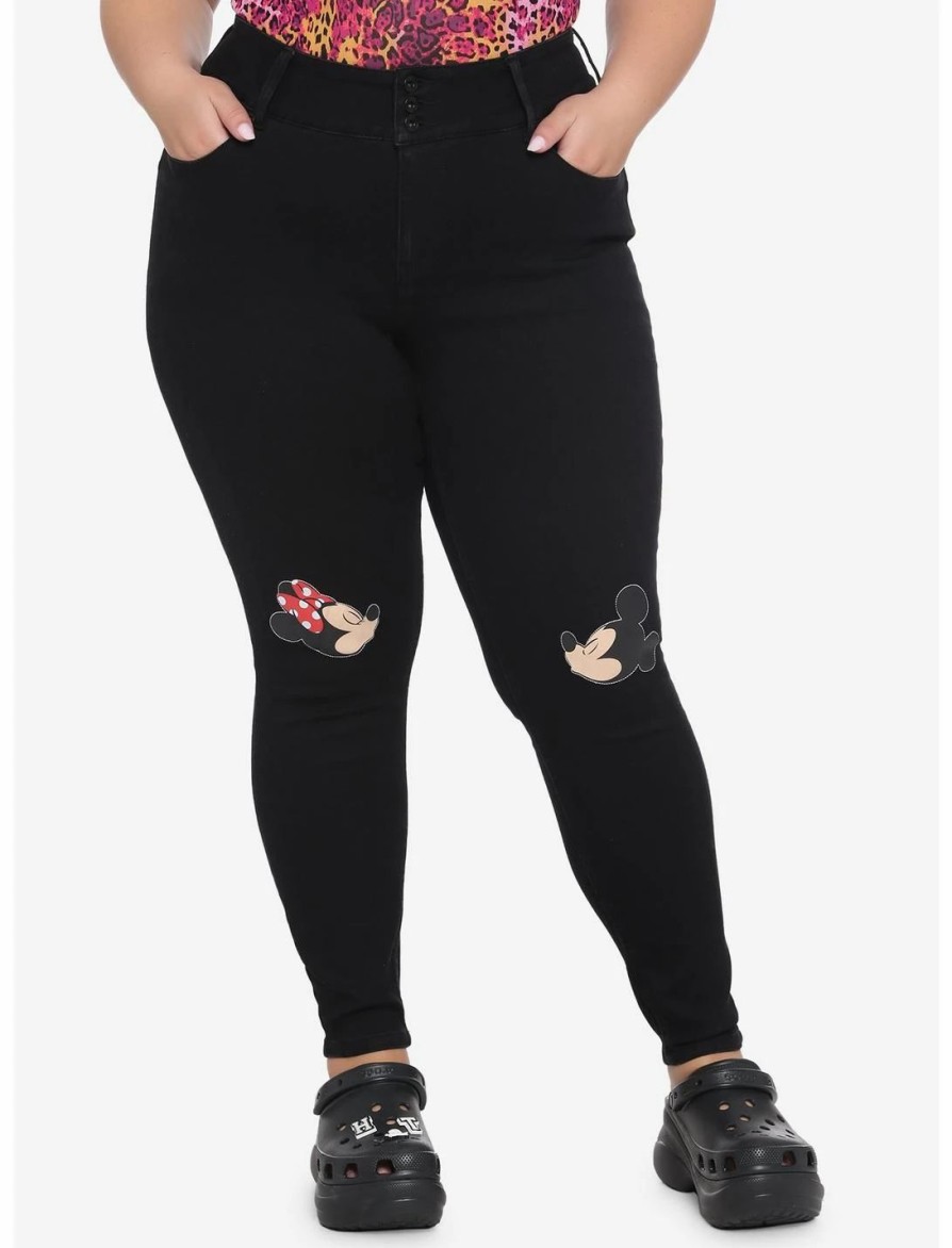 * Bottoms | Hunivers Disney Valentine'S Mickey Mouse & Minnie Mouse Kiss High-Waisted Jeggings Plus Size