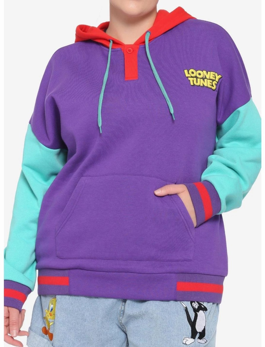 * Hoodies And Sweatshirts | Hunivers Looney Tunes Color-Block Hoodie Plus Size