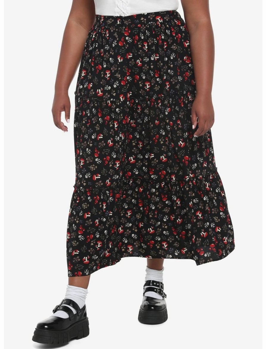 * Bottoms | Null Mushroom Tiered Button-Front Midi Skirt Plus Size