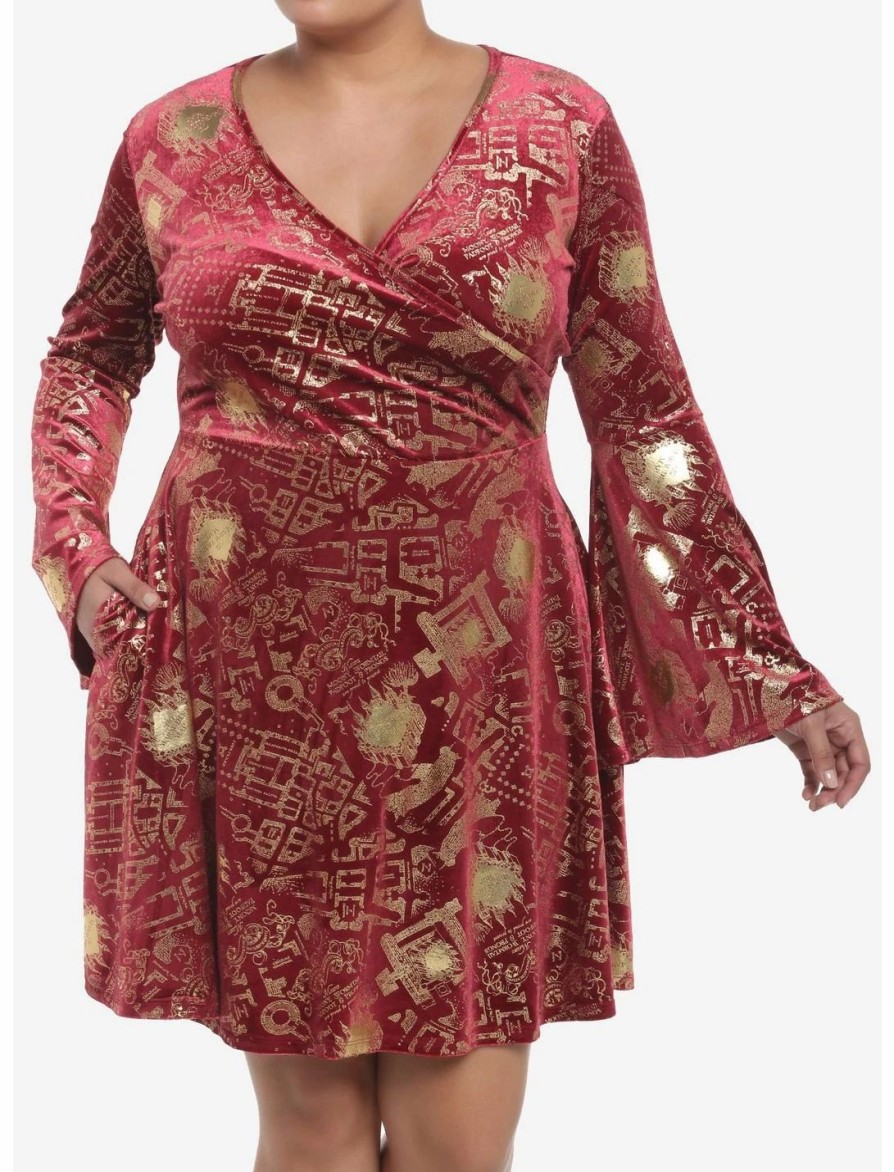 * Dresses | Hunivers Harry Potter Marauder'S Map Velvet Dress Plus Size