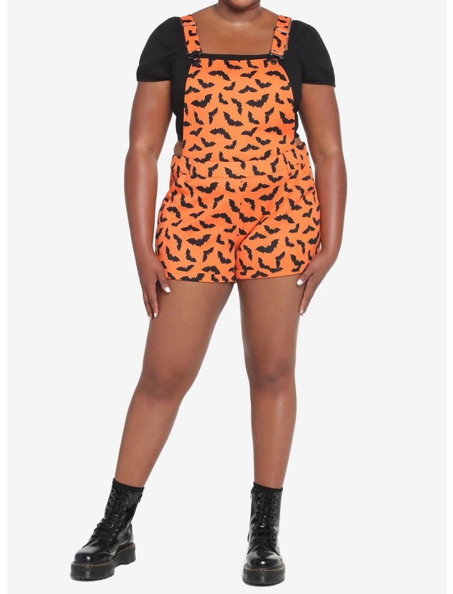 * Bottoms | Hunivers Orange & Black Bat Shortalls Plus Size