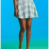 * Bottoms | Hunivers Blue & White Plaid Double Lace-Up Skirt