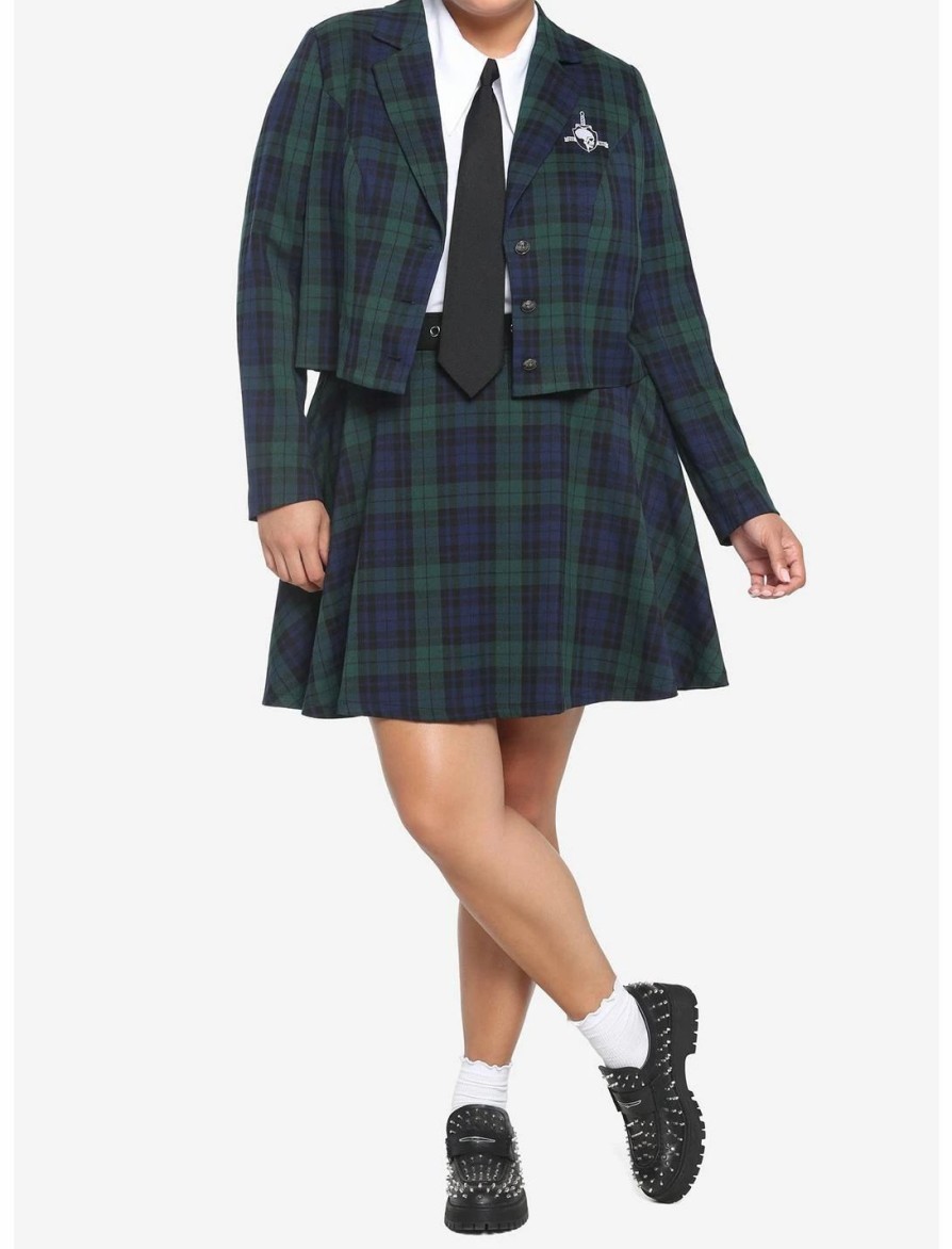 * Bottoms | Hunivers Green & Blue Plaid Skirt With Grommet Belt Plus Size