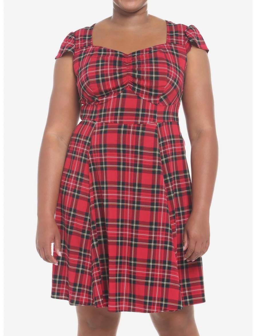 * Dresses | Hunivers Red Plaid Retro Sweetheart Dress Plus Size