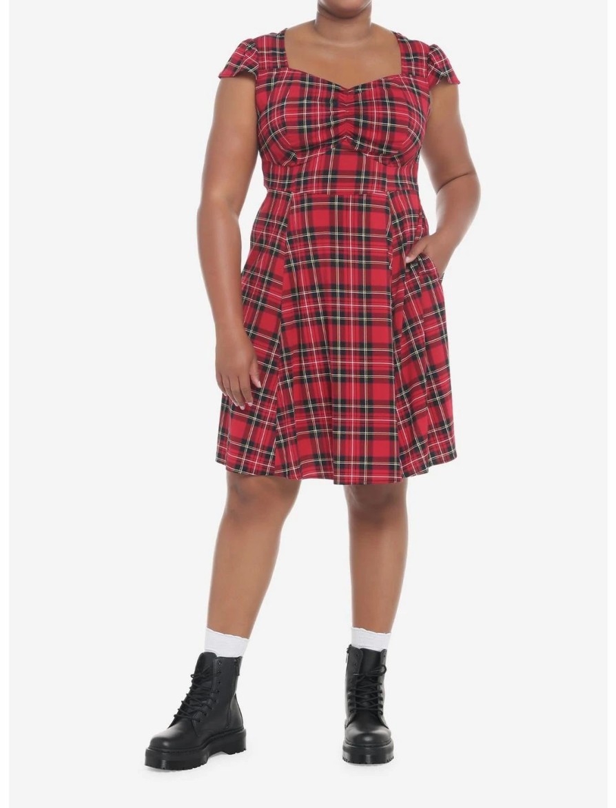 * Dresses | Hunivers Red Plaid Retro Sweetheart Dress Plus Size