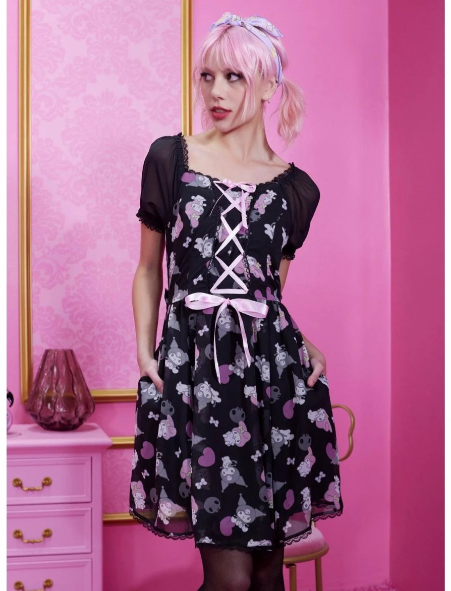 * Dresses | Hunivers My Melody & Kuromi Lace-Up Chiffon Dress