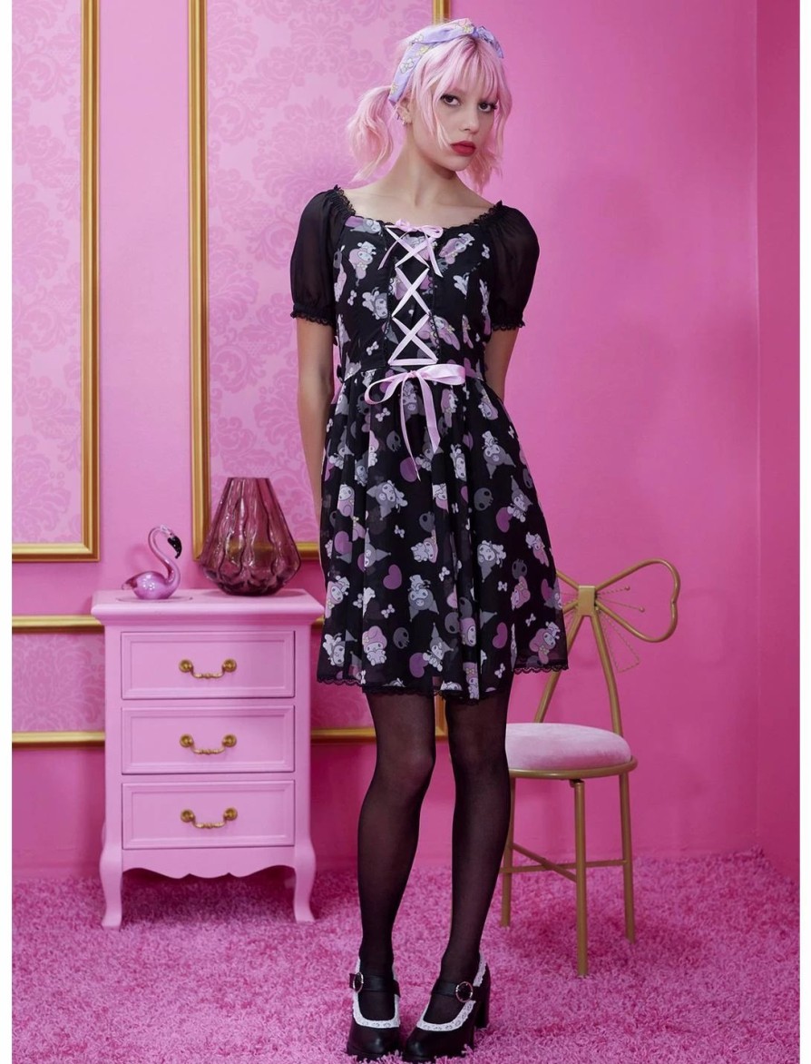 * Dresses | Hunivers My Melody & Kuromi Lace-Up Chiffon Dress