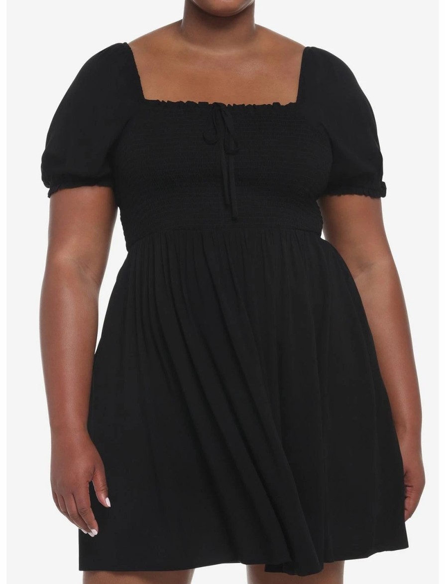 * Dresses | Hunivers Black Smocked Mini Dress Plus Size