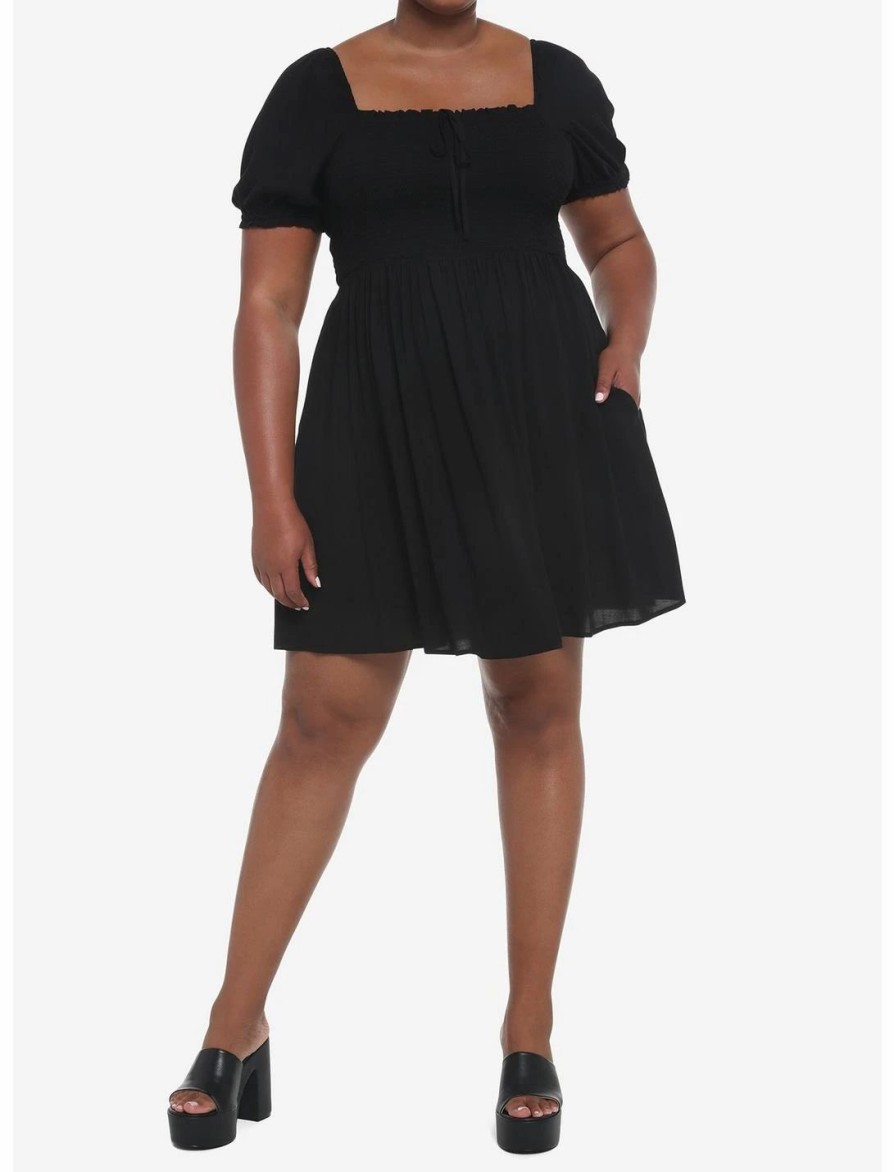 * Dresses | Hunivers Black Smocked Mini Dress Plus Size